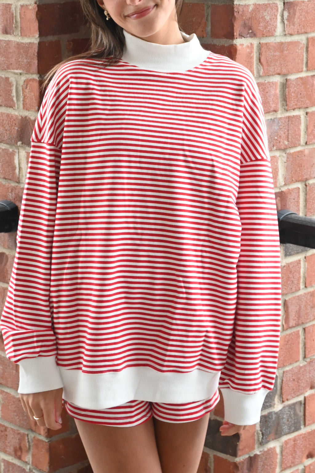 BELLA STRIPED MOCK NECK & SHORTS SET