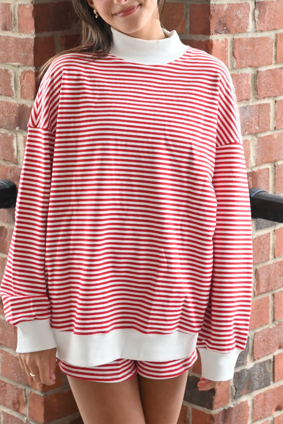 BELLA STRIPED MOCK NECK & SHORTS SET