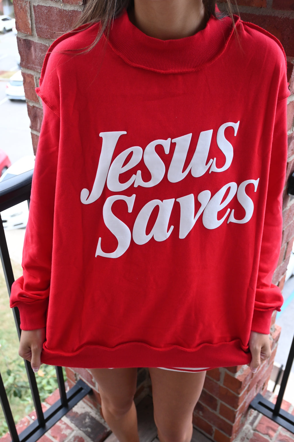 JESUS SAVES MOCK NECK